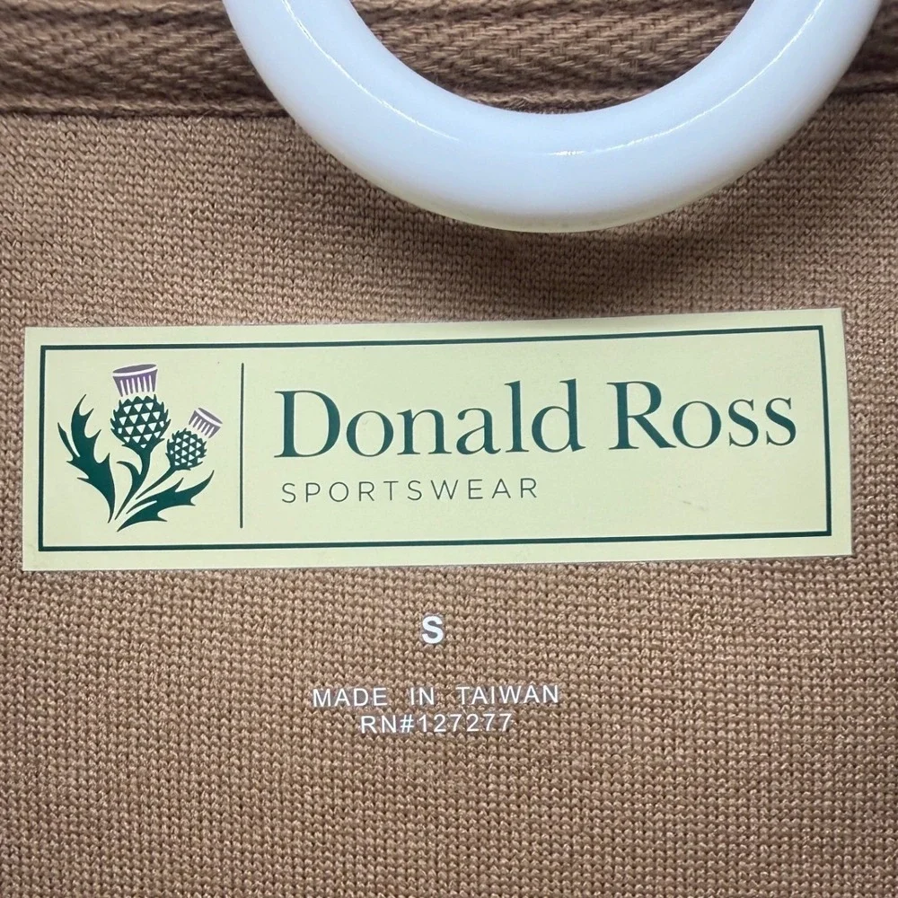 Donald Ross Sportswear Mens‎ Sherpa Fleece Vest Tan Brown Palm Tree Logo Small